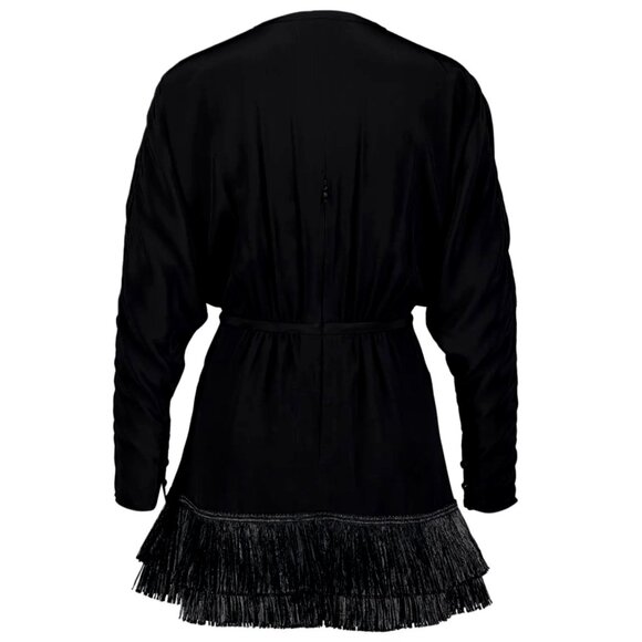 Johanna Ortiz Black Mojito Nights Embroidered Silk Raffia Mini Dress - Picture 3 of 5
